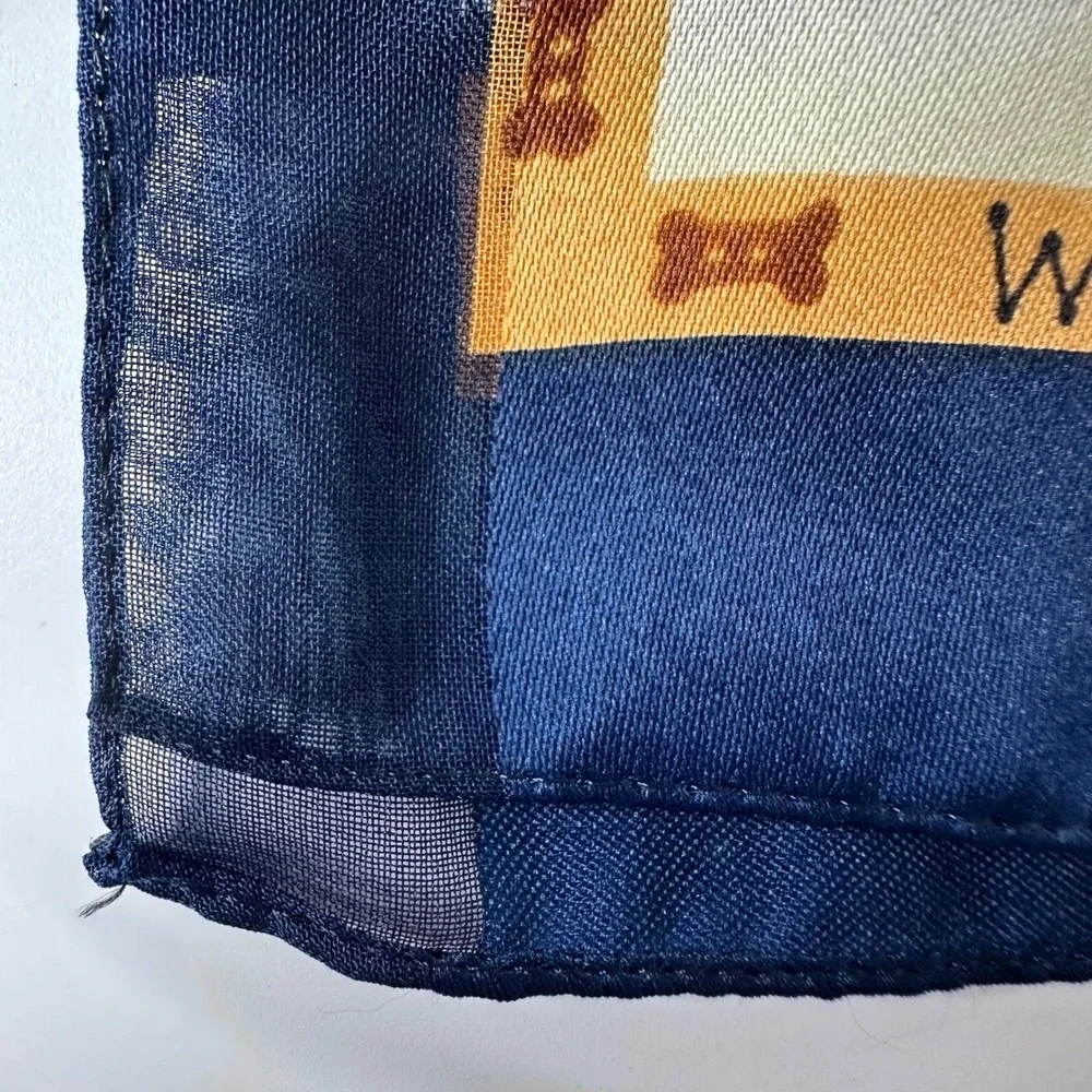 Dog Lover Rectangle Scarf Blue WOOF Border Poodle Shephard Terrier Husky Novelty